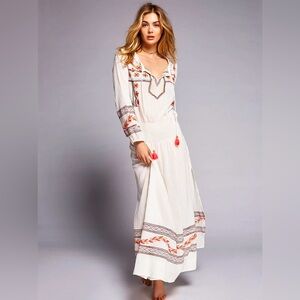NWT Jen’s Pirate Booty X Free People Embroidered White Boho Maxi Dress XS